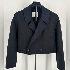 Tibi Navy Blue Black Double Faced Cropped Jacket Size S